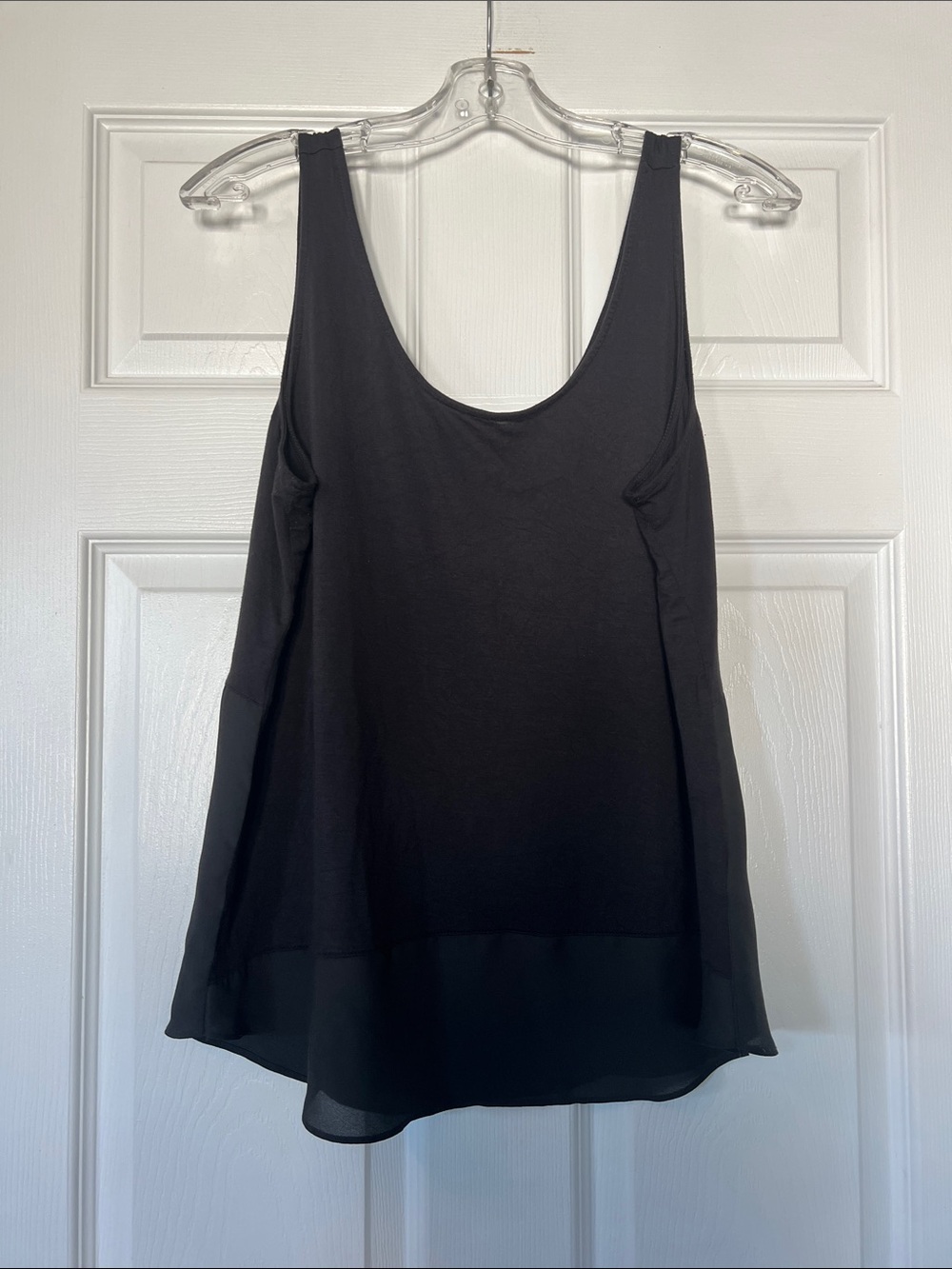 Maurices Black Scoop Neck Tank with Sheer Hem